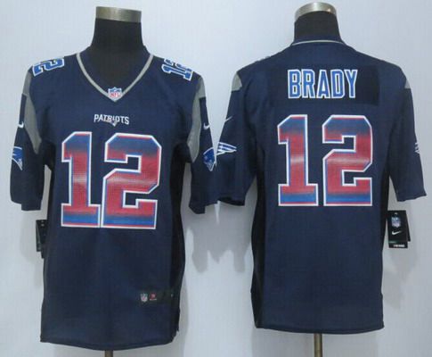Men's New England Patriots #12 Tom Brady Navy Blue Strobe 2015 NFL Nike Fashion Jersey