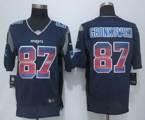 Men's New England Patriots #87 Rob Gronkowski Navy Blue Strobe 2015 NFL Nike Fashion Jersey