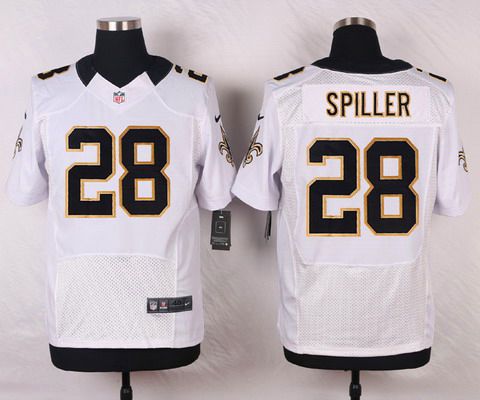 Men's New Orleans Saints #28 C.J. Spiller White Road NFL Nike Elite Jersey
