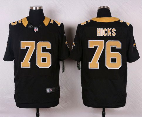 Men's New Orleans Saints #76 Akiem Hicks Black Team Color NFL Nike Elite Jersey