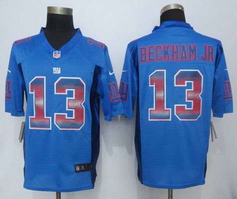 Men's New York Giants #13 Odell Beckham Jr Royal Blue Strobe 2015 NFL Nike Fashion Jersey