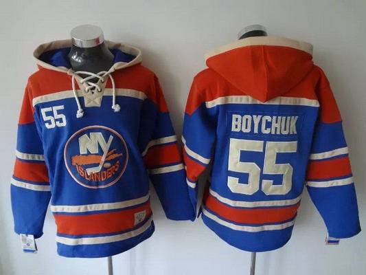 Men's New York Islanders #55 Johnny Boychuk Old Time Hockey Home Light Blue Hoodie