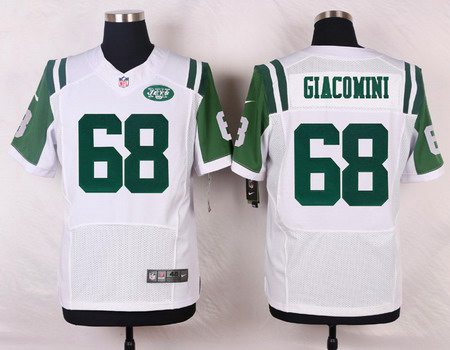 Men's New York Jets #68 Breno Giacomini White Road NFL Nike Elite Jersey