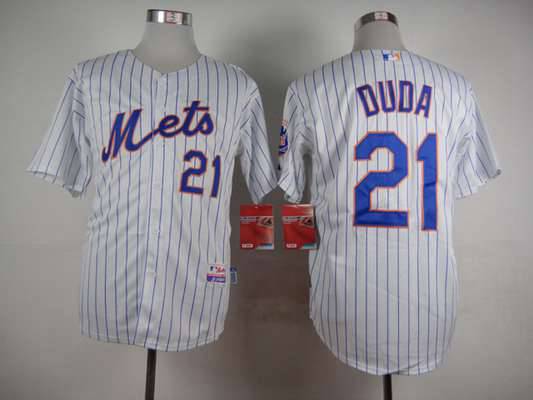 Men's New York Mets #21 Lucas Duda White Pinstripe Jersey
