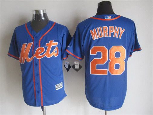 Men's New York Mets #28 Daniel Murphy Alternate Blue With Orange 2015 MLB Cool Base Jersey
