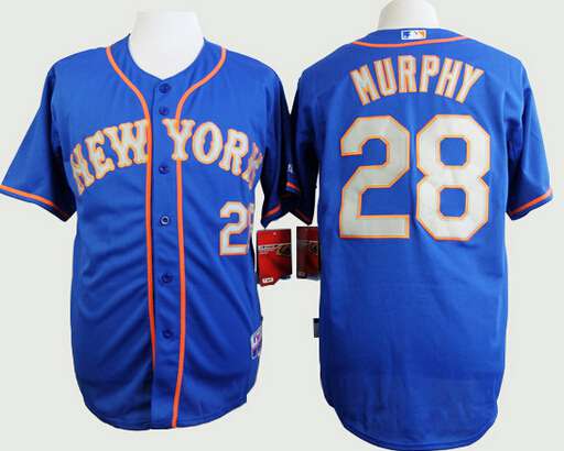 Men's New York Mets #28 Daniel Murphy Blue With Gray Jersey
