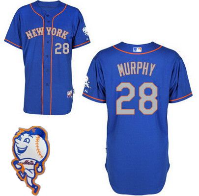 Men's New York Mets #28 Daniel Murphy Blue With Gray Jersey W-2015 Mr. Met Patch