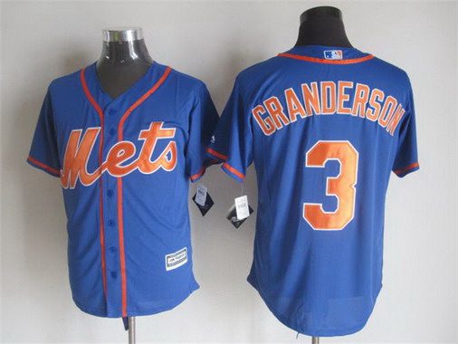 Men's New York Mets #3 Curtis Granderson Alternate Blue With Orange 2015 MLB Cool Base Jersey