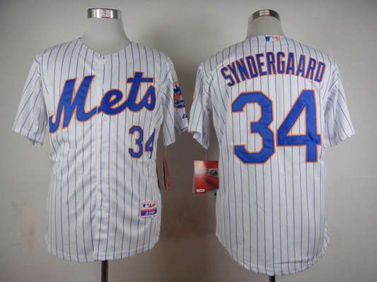 Men's New York Mets #34 Noah Syndergaard White Pinstripe Jersey