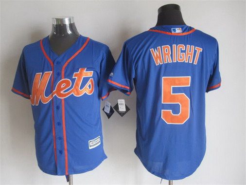Men's New York Mets #5 David Wright Alternate Blue With Orange 2015 MLB Cool Base Jersey