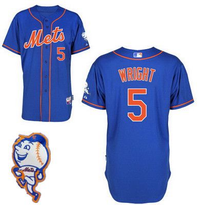 Men's New York Mets #5 David Wright Blue Jersey W-2015 Mr. Met Patch