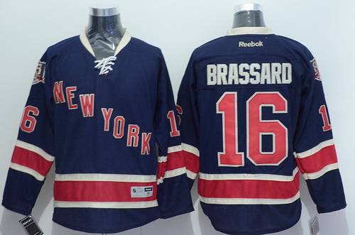 Men's New York Rangers #16 Derick Brassard Navy Blue Third 85TH Jersey