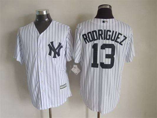 Men's New York Yankees #13 Alex Rodriguez 2015 New White Black Pinstripe Jersey