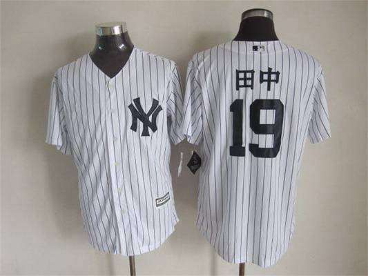 Men's New York Yankees #19 Masahiro Tanaka 2015 New White Black Pinstripe Jersey