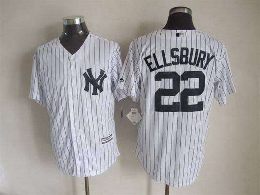 Men's New York Yankees #22 Jacoby Ellsbury 2015 New White Black Pinstripe Jersey