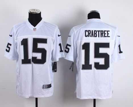 Men's Oakland Raiders #15 Michael Crabtree Nike White Elite Jersey