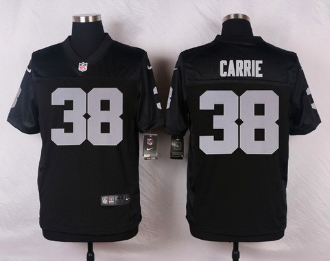 Men's Oakland Raiders #38 T. J. Carrie Black Team Color NFL Nike Elite Jersey