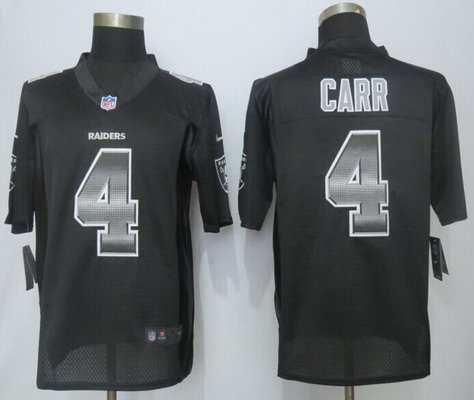 Men's Oakland Raiders #4 Derek Carr Black Strobe 2015 NFL Nike Fashion Jersey