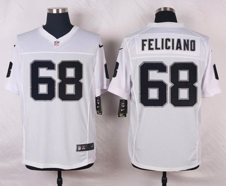 Men's Oakland Raiders #68 Jon Feliciano White Road NFL Nike Elite Jersey