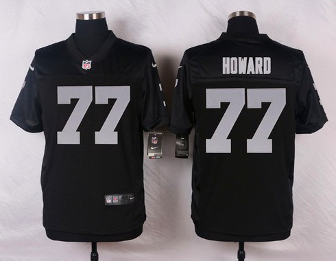 Men's Oakland Raiders #77 Austin Howard Black Team Color NFL Nike Elite Jersey