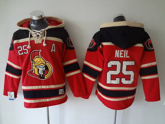 Men's Ottawa Senators #25 Chris Neil Old Time Hockey Red Hoodie