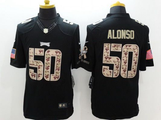 Men's Philadelphia Eagles #50 Kiko Alonso Black Salute To Service NFL Nike Limited Jersey