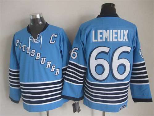 Men's Pittsburgh Penguins #66 Mario Lemieux 1967-68 Light Blue CCM Vintage Throwback Jersey
