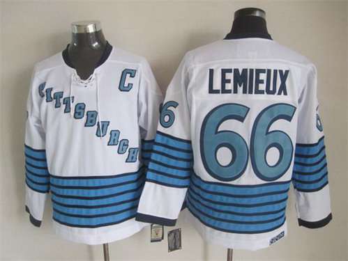 Men's Pittsburgh Penguins #66 Mario Lemieux 1967-68 White CCM Vintage Throwback Jersey