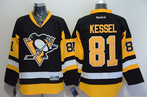 Men's Pittsburgh Penguins #81 Phil Kessel Black Third Jersey
