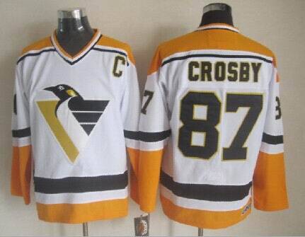 Men's Pittsburgh Penguins #87 Sidney Crosby 1992-93 White CCM Vintage Throwback Jersey
