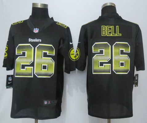 Men's Pittsburgh Steelers #26 LeVeon Bell Black Strobe 2015 NFL Nike Fashion Jersey