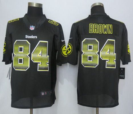 Men's Pittsburgh Steelers #84 Antonio Brown Black Strobe 2015 NFL Nike Fashion Jersey