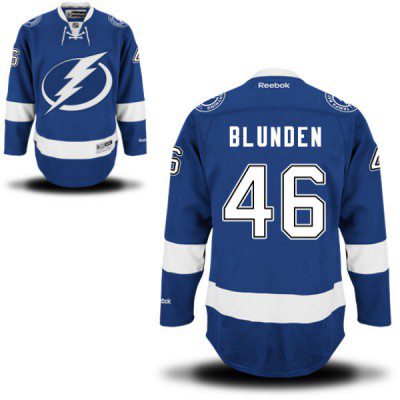 Men's Reebok Tampa Bay Lightning #46 Mike Blunden Premier Royal Blue Home NHL Jersey
