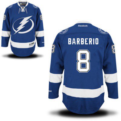 Men's Reebok Tampa Bay Lightning #8 Mark Barberio Premier Royal Blue Home NHL Jersey