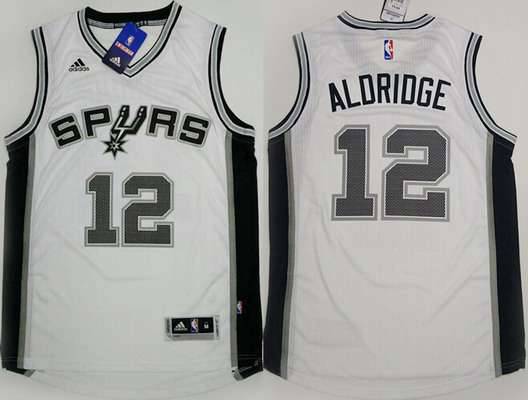 Men's San Antonio Spurs #12 LaMarcus Aldridge Revolution 30 Swingman 2015 New White Jersey