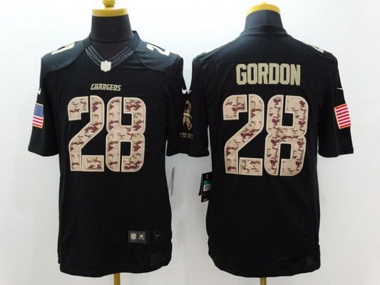 Men's San Diego Chargers #28 Melvin Gordon Black Salute To Service NFL Nike Limited Jersey