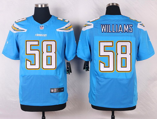 Men's San Diego Chargers #58 Tourek Williams Light Blue Alternate NFL Nike Elite Jersey