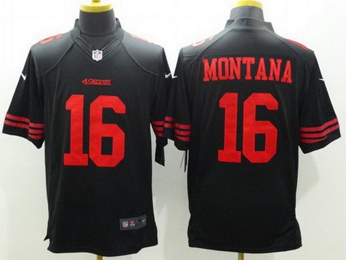 Men's San Francisco 49ers #16 Joe Montana Black 2015 NFL Nike Limited Jersey