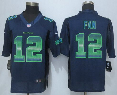 Men's Seattle Seahawks #12 Fan Navy Blue Strobe 2015 NFL Nike Fashion Jersey