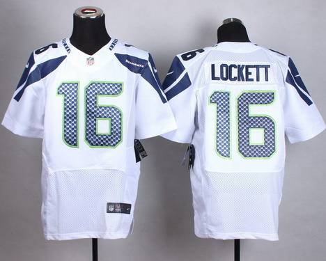 Men's Seattle Seahawks #16 Tyler Lockett Nike White Elite Jersey