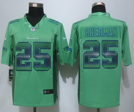 Men's Seattle Seahawks #25 Richard Sherman Green Strobe 2015 NFL Nike Fashion Jersey