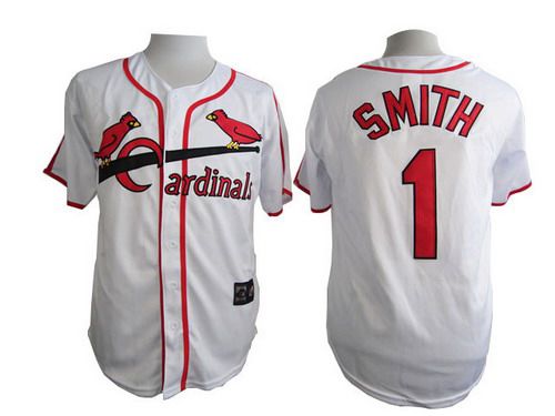 Men's St. Louis Cardinals #1 Ozzie Smith White 75TH Majestic Throwback Jersey