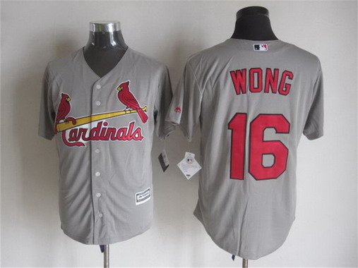 Men's St. Louis Cardinals #16 Kolten Wong Away Gray 2015 MLB Cool Base Jersey
