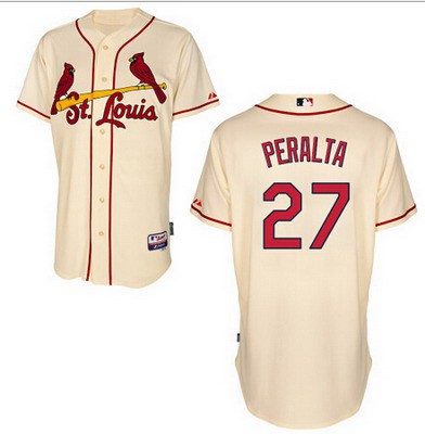 Men's St. Louis Cardinals #27 Jhonny Peralta Cream Jersey