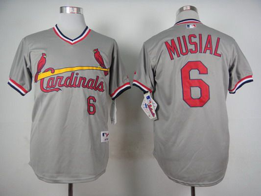 Men's St. Louis Cardinals #6 Stan Musial 1978 Gray Pullover Jersey