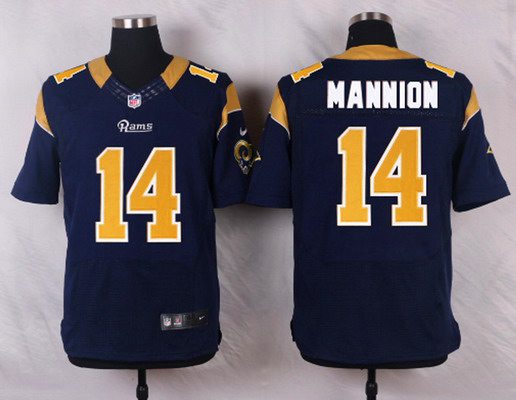 Men's St. Louis Rams #14 Sean Mannion Navy Blue Team Color NFL Nike Elite Jersey