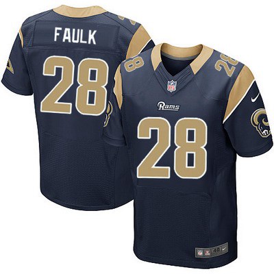 Men's St. Louis Rams #28 Marshall Faulk Navy Blue Team Color NFL Nike Elite Jersey