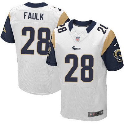 Men's St. Louis Rams #28 Marshall Faulk White Road NFL Nike Elite Jersey