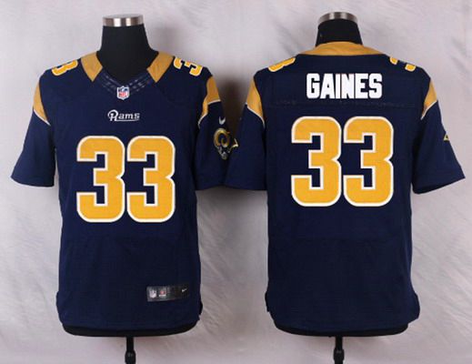 Men's St. Louis Rams #33 E.J. Gaines Navy Blue Team Color NFL Nike Elite Jersey