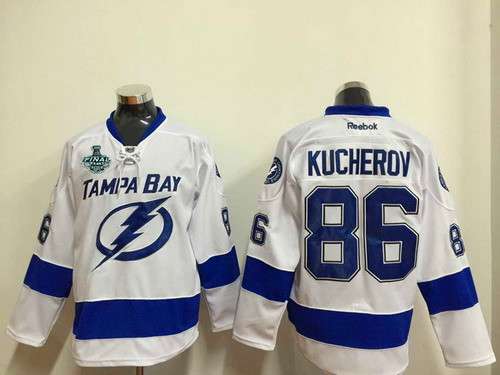 Men's Tampa Bay Lightning #86 Nikita Kucherov 2015 Stanley Cup White Jersey
